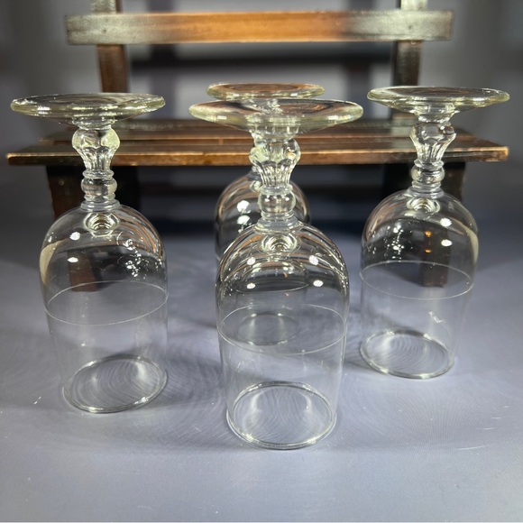 Set Of 4 Vintage Stemmed Shot Glasses White Line Cordial Sipping Great Gift - Picture 4 of 6